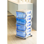 Bama Insieme Ladesysteem Met Wieltjes 4 Laden 36X40X80 Cm Zilver/Blauw/Transparant