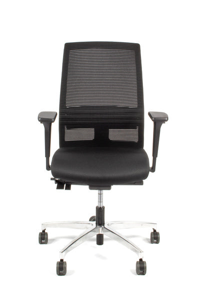 Linea Fabbrica Omnia 01 Zwart/Zwart Bureaustoel Met 3D Armleuning + Aluminium Voet