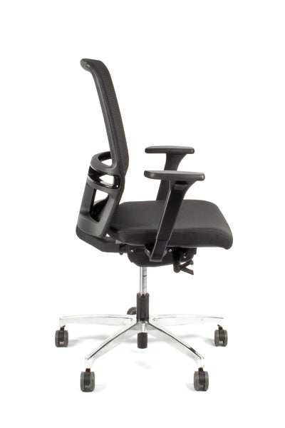 Linea Fabbrica Omnia 01 Zwart/Zwart Bureaustoel Met 3D Armleuning + Aluminium Voet