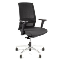 Linea Fabbrica Omnia 01 Zwart/Zwart Bureaustoel Met 3D Armleuning + Aluminium Voet