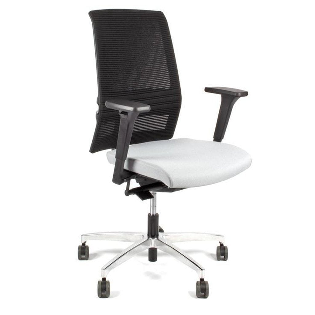 Linea Fabbrica Omnia 01 Zwart/Grijs Bureaustoel Met 3D Armleuning + Aluminium Voet