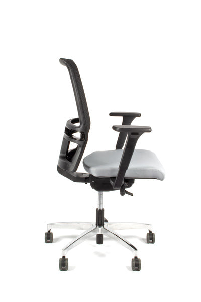 Linea Fabbrica Omnia 01 Zwart/Grijs Bureaustoel Met 3D Armleuning + Aluminium Voet