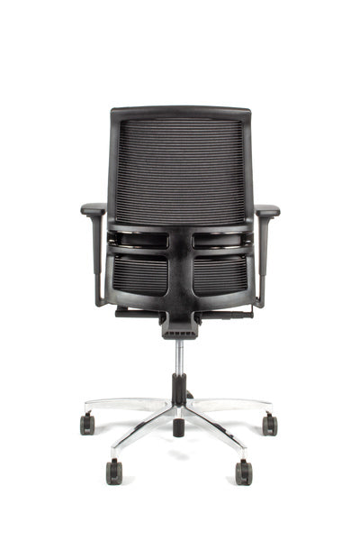 Linea Fabbrica Omnia 01 Zwart/Grijs Bureaustoel Met 3D Armleuning + Aluminium Voet
