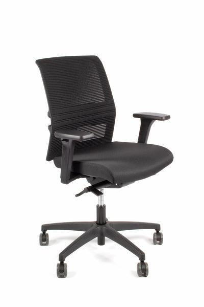Linea Fabbrica Omnia 02 Zwart/Zwart Bureaustoel Met 3D Armleuning