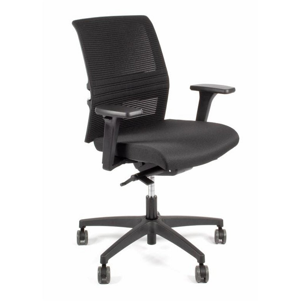 Linea Fabbrica Omnia 02 Zwart/Zwart Bureaustoel Met 3D Armleuning