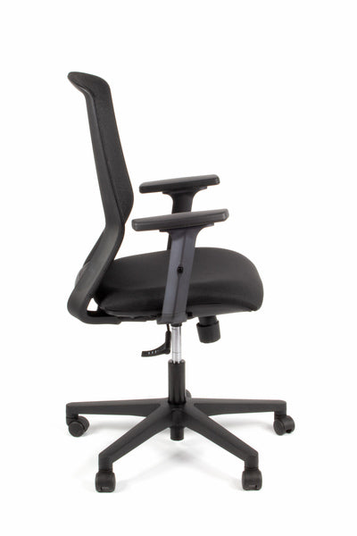 Linea Fabbrica Tekna 01 Zwart/Zwart Bureaustoel Met 2D Armleuning