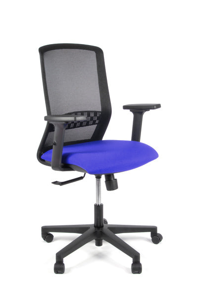 Linea Fabbrica Tekna 01 Zwart/Blauw Bureaustoel Met 2D Armleuning