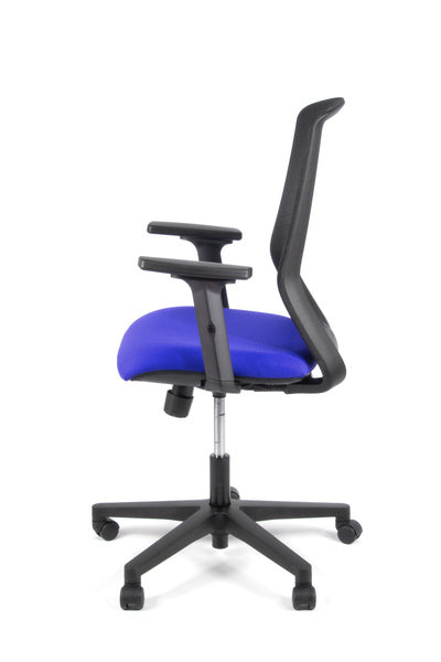 Linea Fabbrica Tekna 01 Zwart/Blauw Bureaustoel Met 2D Armleuning
