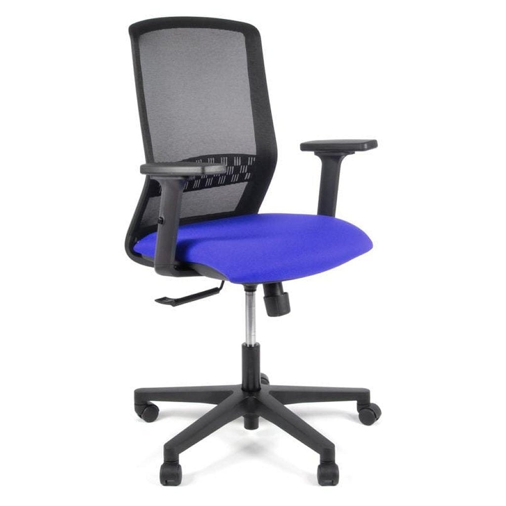 Linea Fabbrica Tekna 01 Zwart/Blauw Bureaustoel Met 2D Armleuning