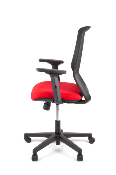 Linea Fabbrica Tekna 01 Zwart/Rood Bureaustoel Met 2D Armleuning
