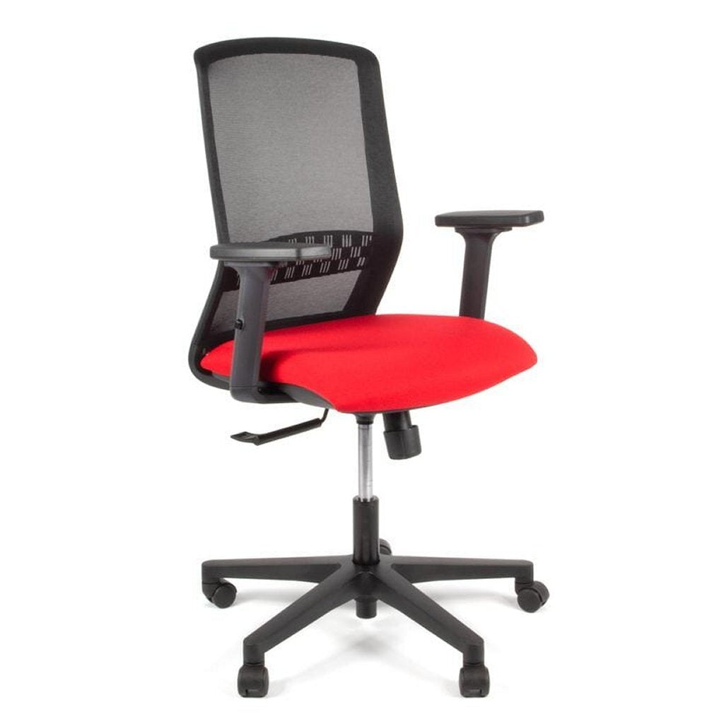 Linea Fabbrica Tekna 01 Zwart/Rood Bureaustoel Met 2D Armleuning