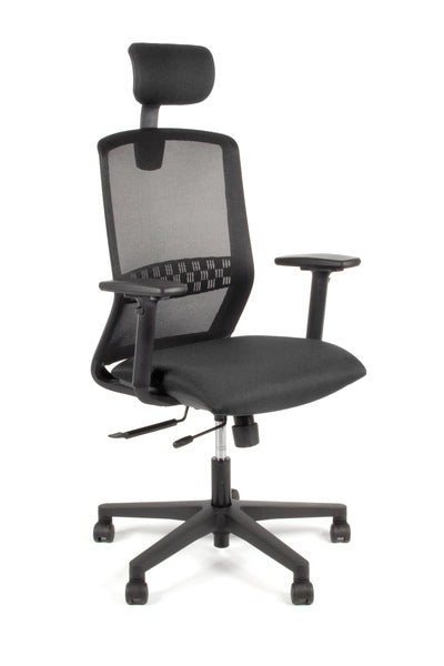 Geen Merk Lf-2012005 Bureaustoel Linea Tekna 01/Pt Zwart/Zwart Met 3D Armleuning En Hoofdsteun