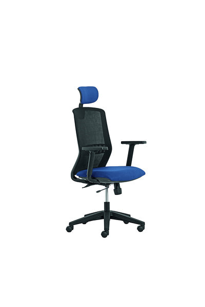 Geen Merk Lf-2012405 Bureaustoel Linea Tekna 01/Pt Zwart/Blauw Met 3D Armleuning En Hoofdsteun