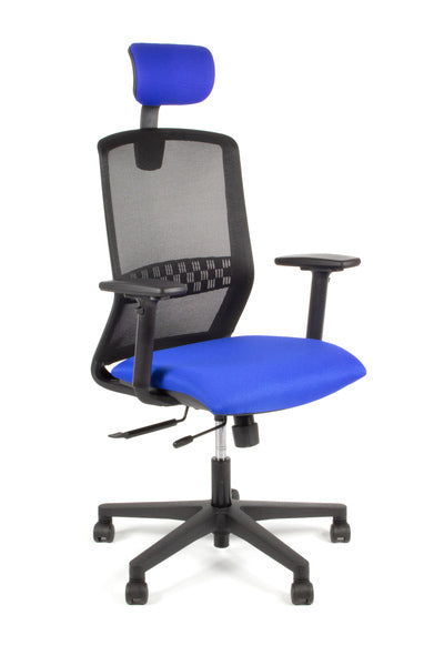 Geen Merk Lf-2012405 Bureaustoel Linea Tekna 01/Pt Zwart/Blauw Met 3D Armleuning En Hoofdsteun