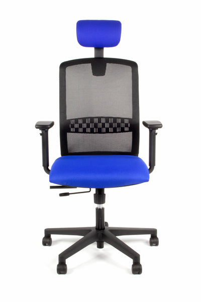 Geen Merk Lf-2012405 Bureaustoel Linea Tekna 01/Pt Zwart/Blauw Met 3D Armleuning En Hoofdsteun