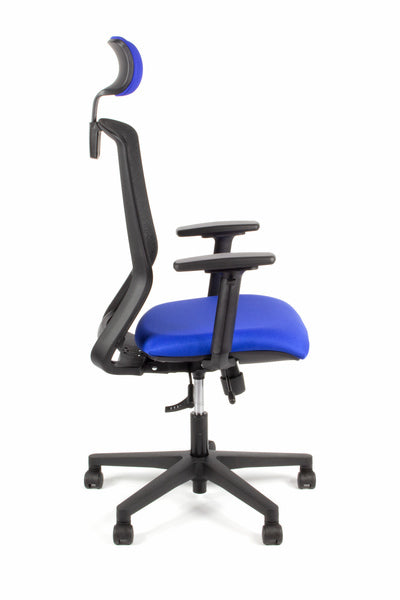 Geen Merk Lf-2012405 Bureaustoel Linea Tekna 01/Pt Zwart/Blauw Met 3D Armleuning En Hoofdsteun