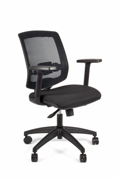 Linea Fabbrica New Malice 01 Zwart/Zwart Bureaustoel Met 1D Armleuning