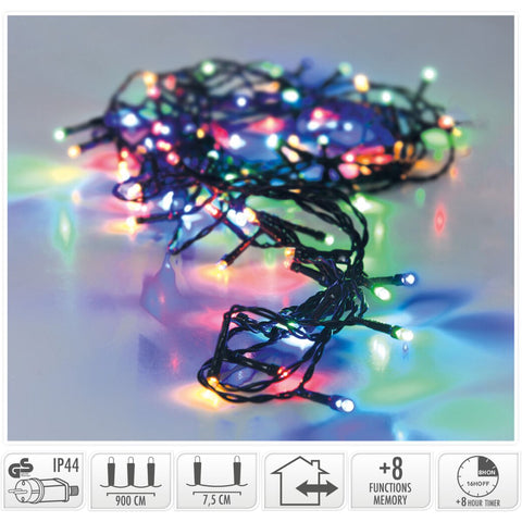 Kerstverlichting 120 Led- 9M - Multicolor - Timer - Lichtfuncties - Geheugen - Buiten