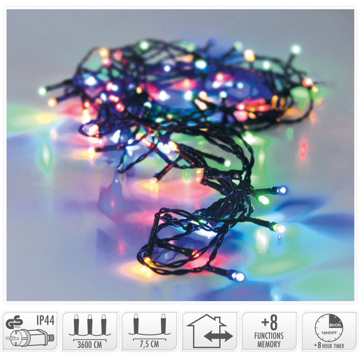 Kerstverlichting 480 Led- 36M - Multicolor - Timer - Lichtfuncties - Geheugen - Buiten