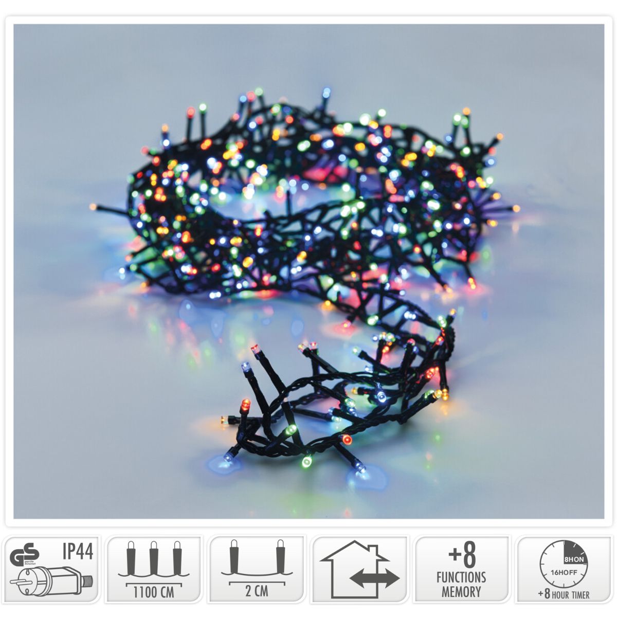 Microcluster - 560 Led - 11M - Multicolor - Timer - Lichtfuncties - Geheugen - Buiten
