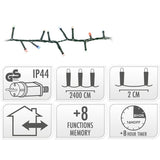 Microcluster - 1200 Led - 24M - Multicolor - Timer - Lichtfuncties - Geheugen - Buiten