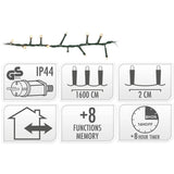 Microcluster - 800 Led - 16M - Extra Warm Wit - Timer - Lichtfuncties - Geheugen - Buiten