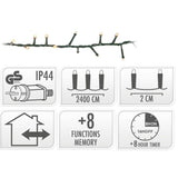 Microcluster - 1200 Led - 24M - Extra Warm Wit - Timer - Lichtfuncties - Geheugen - Buiten