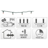 Kerstverlichting 120 Led- 9M - Rood - Timer - Lichtfuncties - Geheugen - Buiten