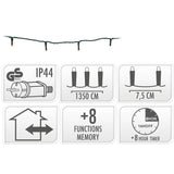 Kerstverlichting 180 Led- 13.5M - Rood - Timer - Lichtfuncties - Geheugen - Buiten