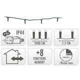 Kerstverlichting 320 Led- 24M - Rood - Timer - Lichtfuncties - Geheugen - Buiten