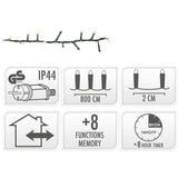 Microcluster - 400 Led - 8M - Warm Wit - Timer - Lichtfuncties - Geheugen - Buiten