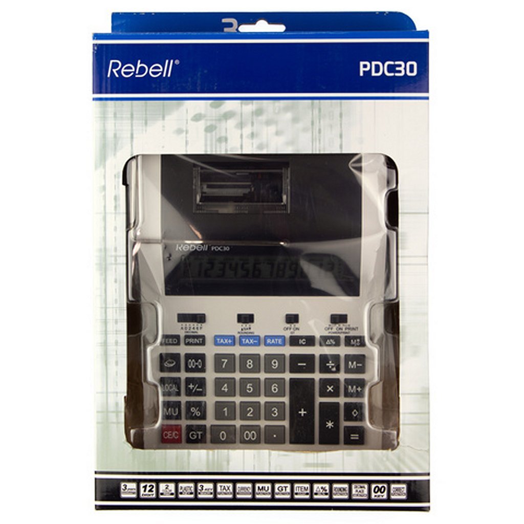 Rebell Re-Pdc30-Wb Printcalculator Pdc30 Wit/Zwart