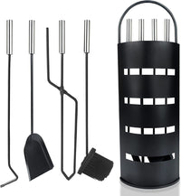 Ceruzo Openhaardset Rvs Zwart - 5 Delig
