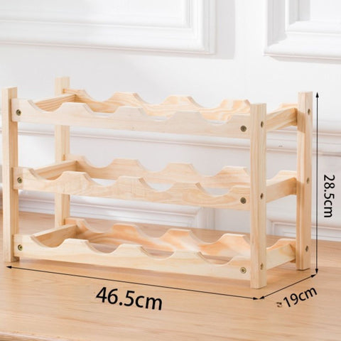 Ceruzo Wijnrek Hout - Voor 12 Wijnflessen - 46.5 X 19 X 28.5 Cm