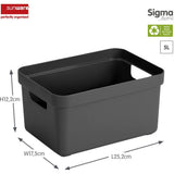 Sunware Sigma Home Opbergbox 5L 25.2X17.5X12.2 Cm Antraciet