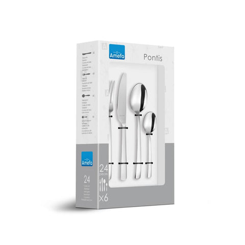Amefa Pontis Bestekset 24-Delig Zilver/Rvs