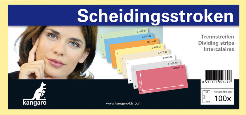 Kangaro 07070-07 Scheidingsstrook 2-Gaats 105X240Mm 180G Rc Geel