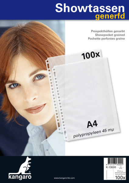Kangaro K-13000 Showtas A4 Pp 45Mµ 23-Gaats Generfd 10X100 Stuks