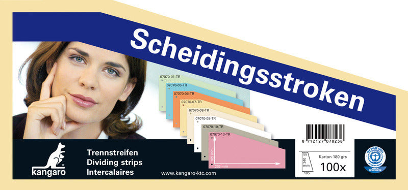 Kangaro 07070-07-Tr Scheidingsstrook 2-Gaats Trapezium 180Gr Rc Geel