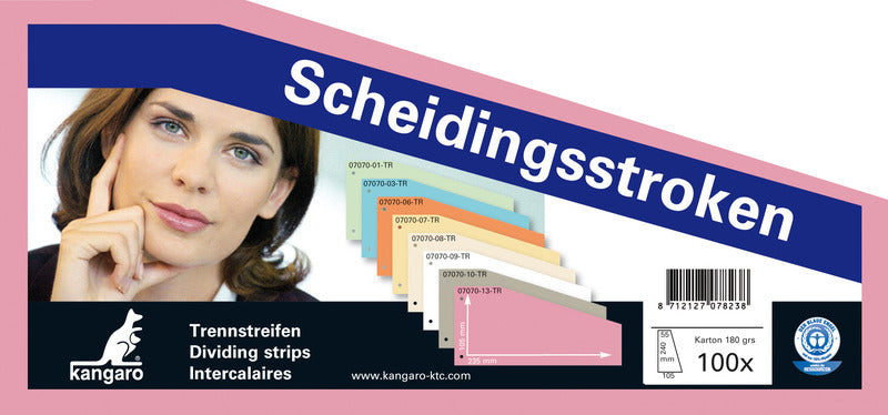 Kangaro 07070-13-Tr Scheidingsstrook 2-Gaats Trapezium 180Gr Rc Roze