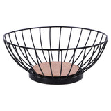 Overige Merken Metalen Fruitschaal 28 Cm Zwart/Hout