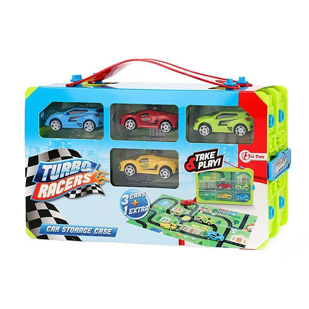 Turbo Racers Verzamelkoffer + 4 Auto'S + Speelposter