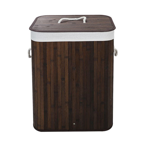 Ceruzo Bamboe Wasmand Met Deksel - 72L - Bruin