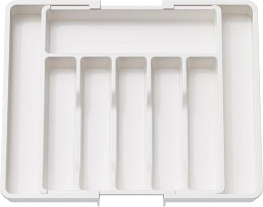 Verstelbare Bestekbak - Uitschuifbaar Naar 8 Vaks - 33-57 X 38 X 5.5 Cm - Wit
