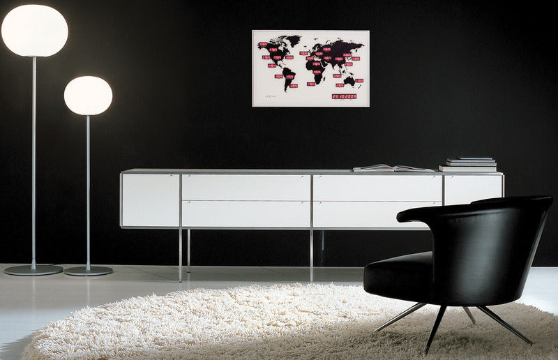 Nextime Ne-2897 Wandklok 55 X 36 Cm, Alu, World Time Digit