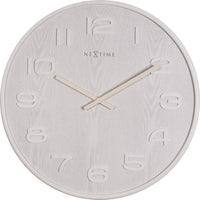 Nextime Ne-3095Wi Wandklok Dia. 53 X 3 Cm, Hout, Wit, 'Wood Wood Big'
