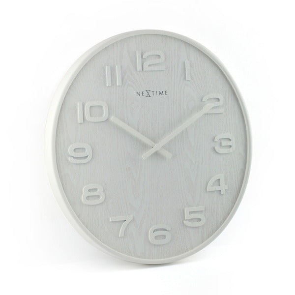 Nextime Ne-3095Wi Wandklok Dia. 53 X 3 Cm, Hout, Wit, 'Wood Wood Big'