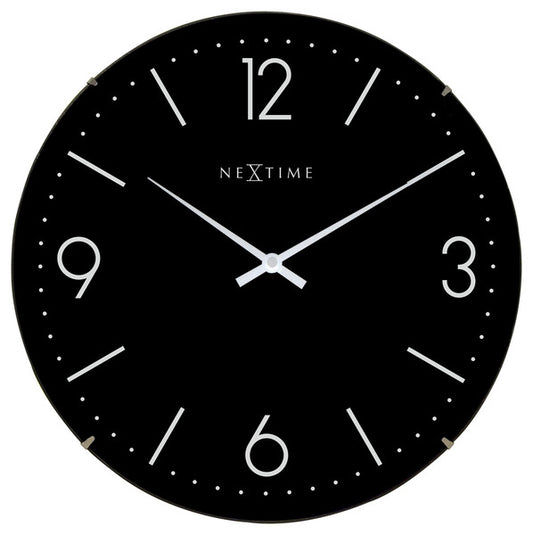 Nextime Ne-3157Zw Wandklok Dia. 35 Cm, Bol Glas, Zwart, 'Basic Dome'