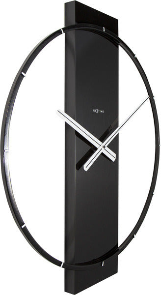 Nextime Ne-3195Zw Wandklok 50.8X58.2X4.3, Hout/Steel, Zwart