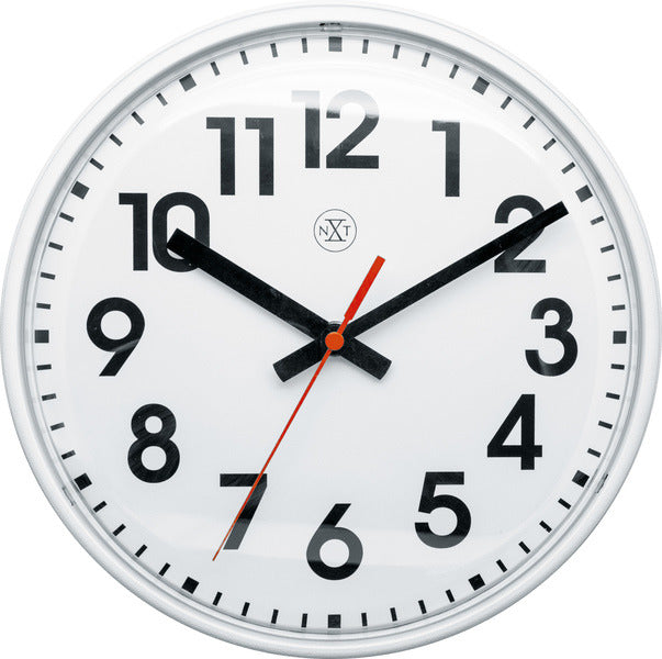 Nextime Nx-7308Wi Wandklok Nxt Diam. 26Cm Kunststof Wit, Witte Wijzerplaat